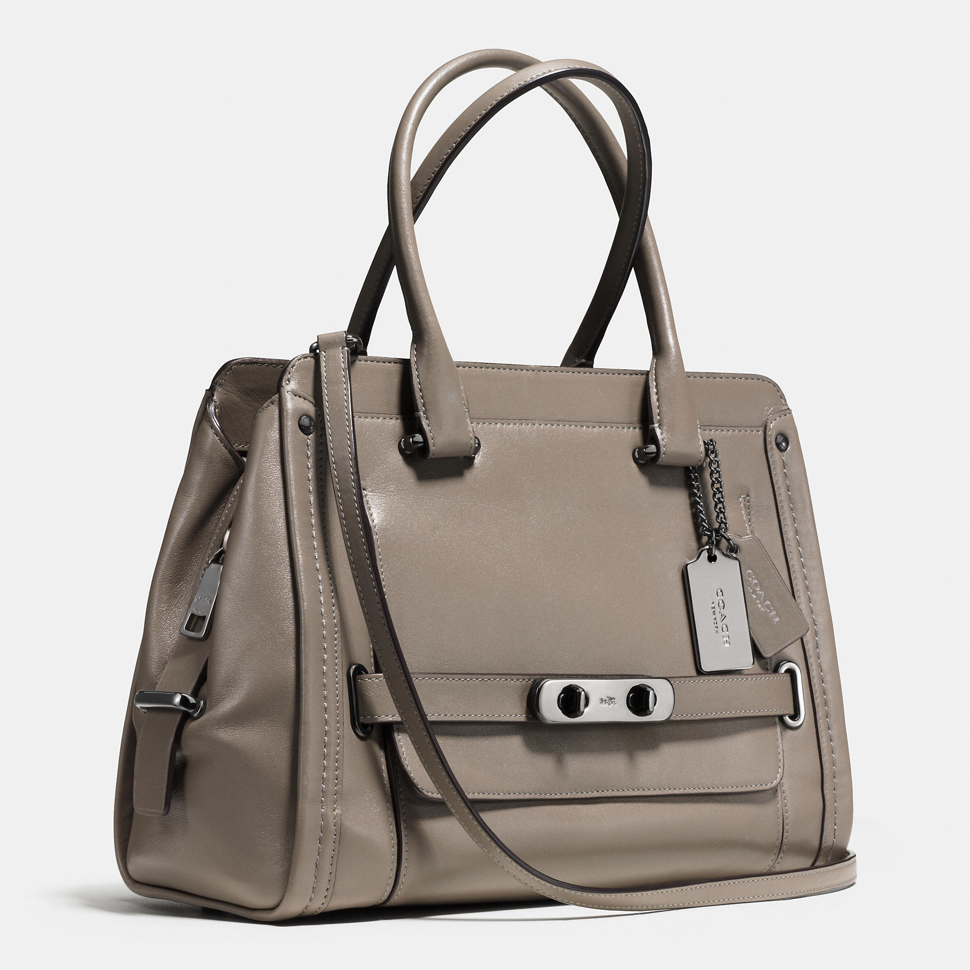 Leisure Fashion Coach Swagger Frame Satchel In Calf Leather